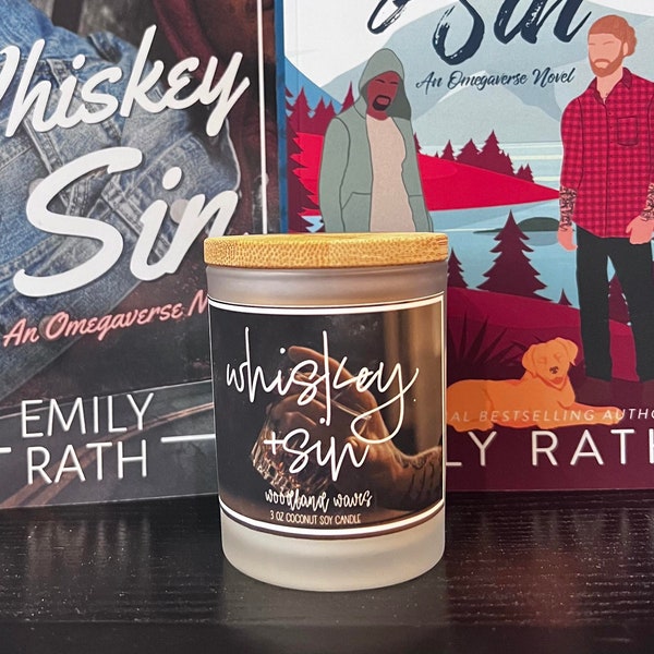 WHISKEY + SIN candle | wax melts - whiskey candle - cinnamon candle - carnelian gemstones - candle with gemstones - fireball scent - bookish