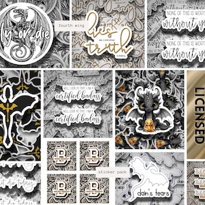 FOURTH WING sticker pack | officially licensed - rebecca yarros - iron flame - books - stickers - romantasy - fantasy - dragons - violet