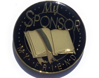 My Sponsor My Friend Black AA, NA, Al-Anon Medallion