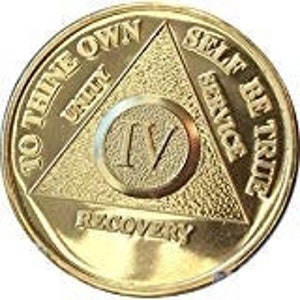 Plated 14K Gold AA, Alcoholics Anonymous Medallion