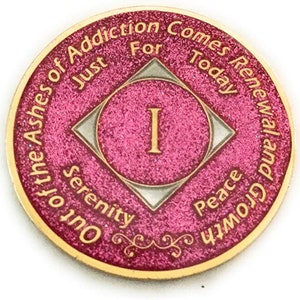 NA Pink or Aqua or Purple- Bling, Glitter, Medallion - Chip, Coin, Token