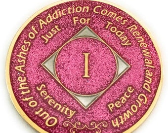 NA Pink or Aqua or Purple- Bling, Glitter, Medallion - Chip, Coin, Token