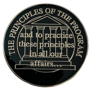 The Principles Of The Program AA, Alcoholics Anonymous, Medallion, Coin, Token, Chip; Multiple Colors