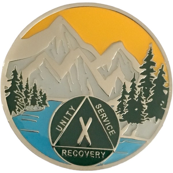 Sobriety Medallion, AA Mountain Alcoholics Anonymous, Chip, Token