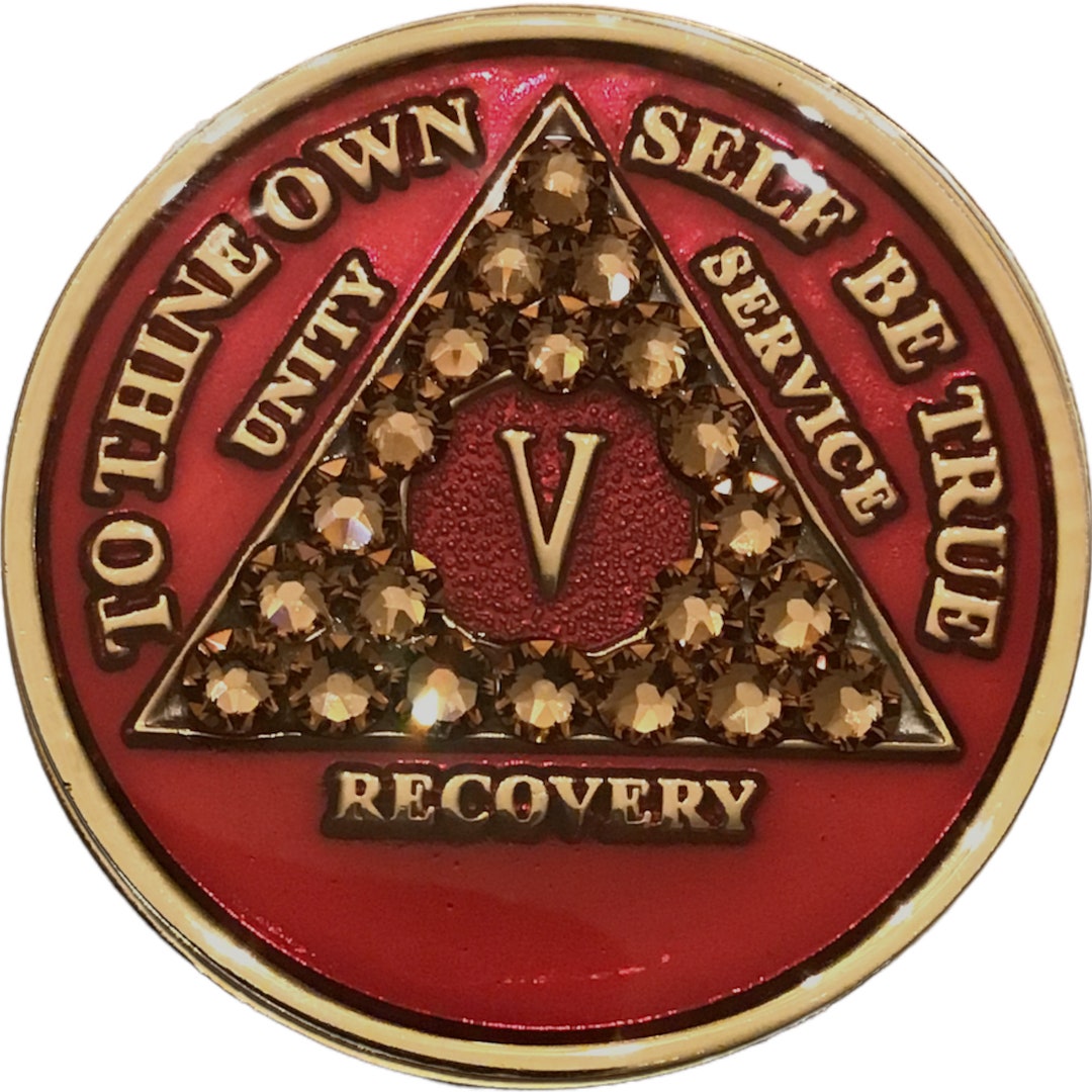 Deep Red AA Alcoholics Anonymous Medallion, Chip, Token, Coin With Gold ...