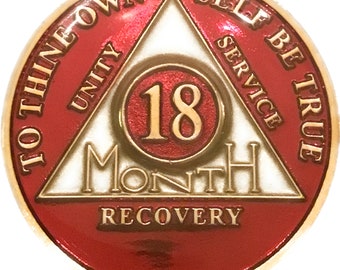 AA roja, Alcohólicos Anónimos, Chip de 18 meses, Ficha, Medallón, Moneda