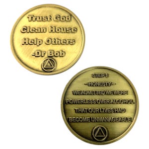AA, Sobriety Step Coins Steps 1 thru 12 Bronze Medallions, Chips
