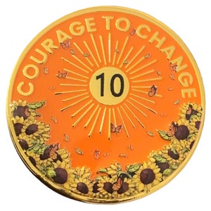 Orange Sunflower Al-Anon, AA, NA, Medallion, Chip, Token, Coin