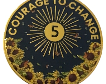 Blue Sunflower Al-Anon, AA, NA, Medallion, Chip, Token