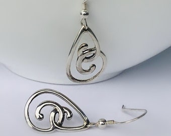 Sterling Silver Swirl Earrings, Handmade, Drop Earrings, Dangle Earrings