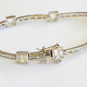 Sterling Silver Bezel Set Cubic Zirconia Bracelet Ring Set, Vintage