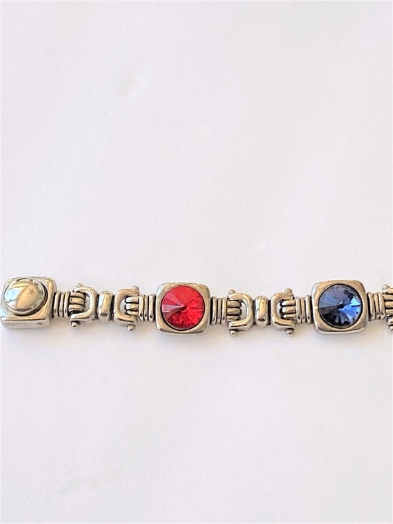 Multi Color Crystal Silver Tone Bracelet, Vintage - image 7