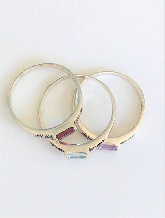 Sterling Silver Stackable Birthstone Rings - image 6