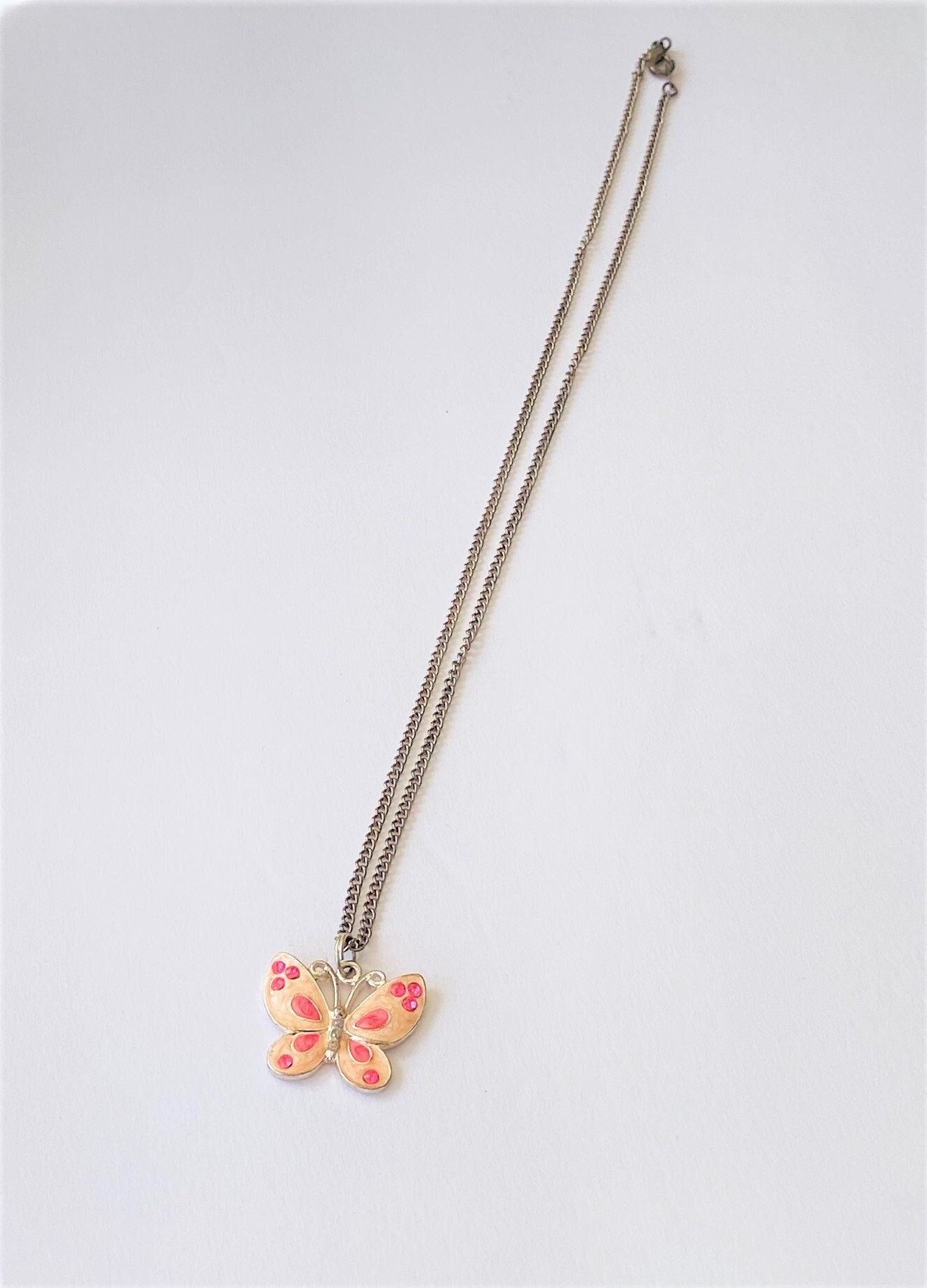 Vintage Enamel Butterfly Necklace - Etsy