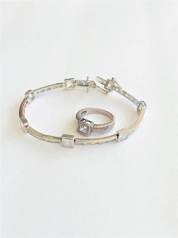 Sterling Silver Bezel Set Cubic Zirconia Bracelet… - image 5