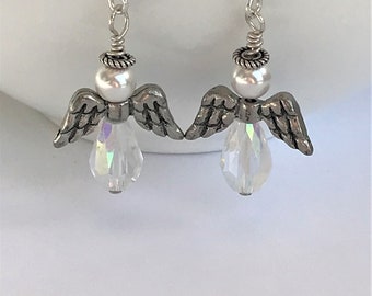 Swarovski Crystal Angel Earrings, Handmade