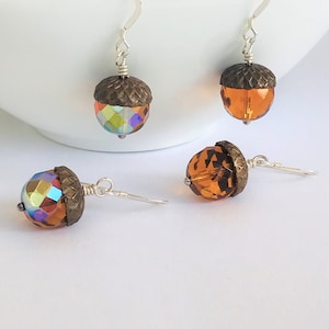 Autumn Acorn Earrings Bronze Top, Handmade