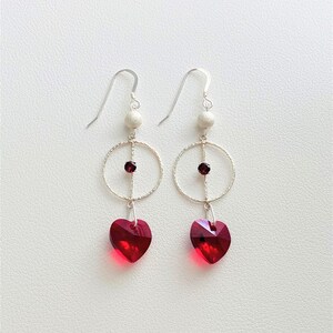 Sterling Swarovski Crystal Heart Oorbellen, Handgemaakt