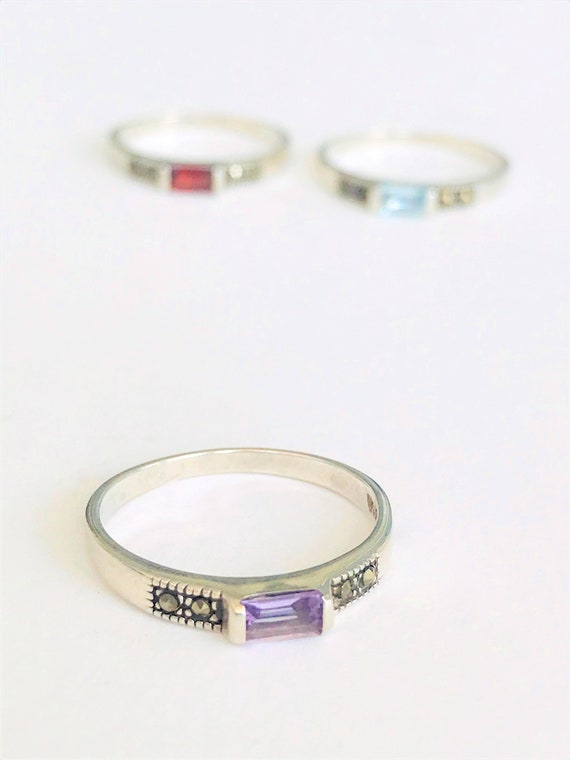 Sterling Silver Stackable Birthstone Rings - image 7
