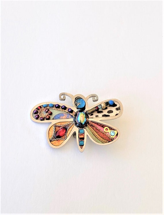 Mixed Media Butterfly Brooch, Vintage - image 4