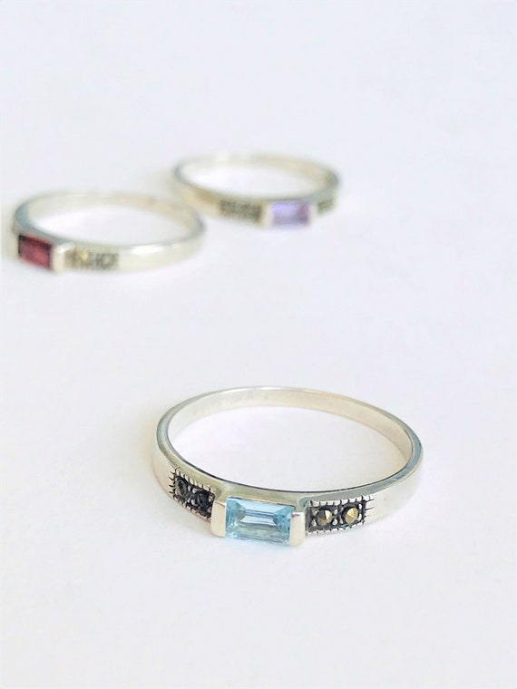 Sterling Silver Stackable Birthstone Rings - image 4