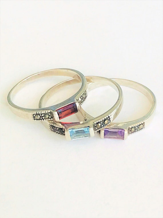 Sterling Silver Stackable Birthstone Rings - image 3