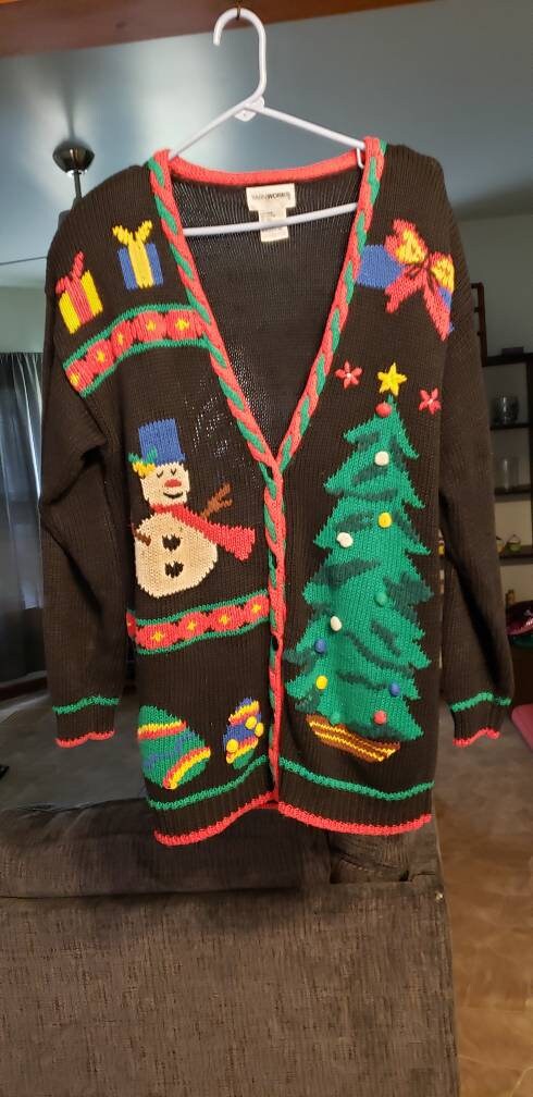 Vintage Christmas sweaterholiday cardigan bright fun sweater | Etsy