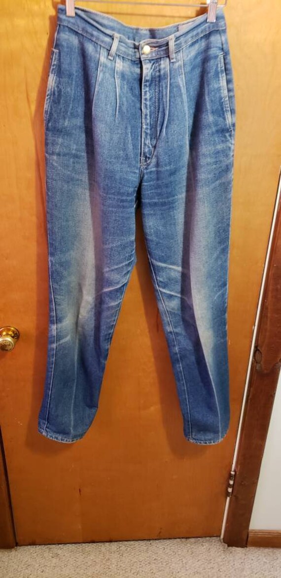 Mia france pleated jeans, tattered mom jeans,dist