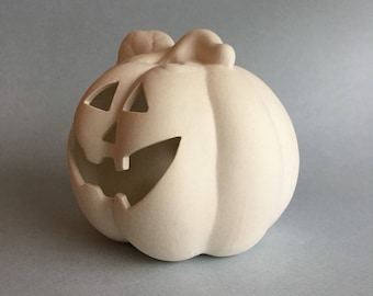 Halloween Pumpkin, Ready to paint, Halloween Candlestick, Halloween Decor, Ceramic Pumpkin, Gift for Kids, Home Decoration