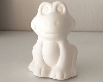 Ceramic Frog, Ready to Paint, Gift for Kids, Handmade Miniatures, Ceramic Bisque, White Frog, Small Figurines, Education for Kids, Unpainted
