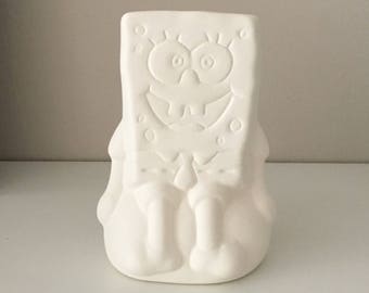 Boneco de cerâmica Bob Esponja, Pronto para pintar, Heróis da Disney, Bob Esponja Herói, Esponja para pintar, Educação para crianças, Presente para meninos, Arte, Pintura