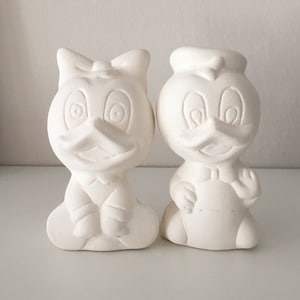 Keramische Donald Duck en Daisy Beeldjes Klaar om miniaturen te schilderen Eendenset Disney Heroes Cartoon Paar Handgemaakte Sculptuur Kunst Verf Liefde