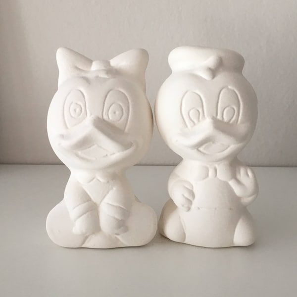 Ceramic Donald Duck and Daisy Figurines Ready to Paint Miniatures Duck Set Disney Heroes Cartoon Couple Handmade Sculpture Art Paint Love