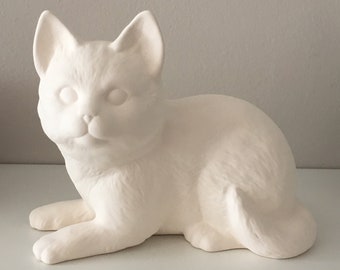 Ceramic Cat, Ready to Paint, Ceramic Bisque, Handmade Cat Sculpture, Unpainted Ceramics, Gift for Kids, Cat Lover Gift, Housewarming Gift