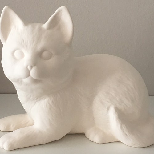 Ceramic Cat Ready to Paint Ceramic Bisque Handmade Cat Etsy