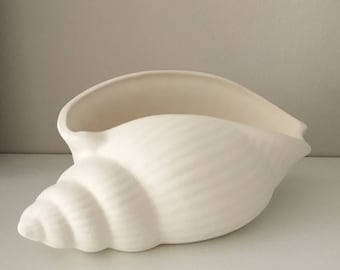 Ceramic Seashell Bowl, Unpainted DIY Shell Planter, Coastal Beach Decor, Paint Your Own Pottery for Nautical Home Style, School Projects
