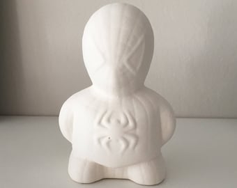 Paintable Ceramic Spider-Man Figurine, Handmade Miniature Bisque Sculpture for Kids&#39; Art Projects