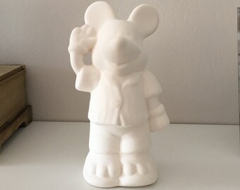 Mickey Mouse de cerámica, listo para pintar, personaje de dibujos animados, héroes de Disney, bisque de cerámica, figurillas sin pintar, regalo para niños, decoración del hogar