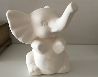 Elephant Figure, Unfinished Elephant, Ceramic Bisque, Ceramic Pottery, DIY Project, Birthday Gift, Unpainted Elephant, Gift for Kids