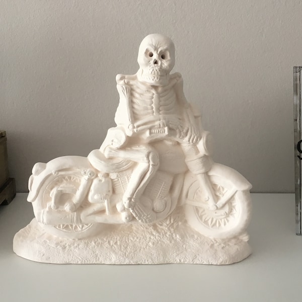 Statue de squelette, Squelette en céramique, Squelette inachevé, Bisque en céramique, Prêt à peindre, Figure non peint, Idée cadeau d’Halloween, Décor à la maison