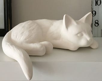 Chat en céramique, Figurine de chat blanc, Noël, Éducation pour enfants, Jouets pour enfants, Jouets en céramique, Idées cadeaux, Figure d’art, Fait main, Kitty