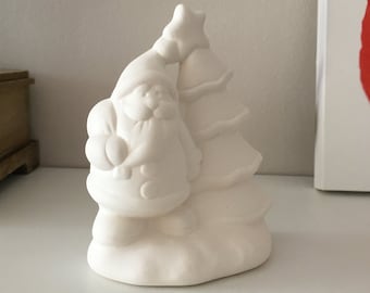 Christmas Decor, Ceramic Santa, Ready to Paint Toy, Christmas Tree Decor, Santa Clause Figure, Gift for Kids, Unpainted Santa, U-Paint