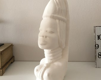 Busto africano, listo para pintar, escultura de cerámica, estatua de busto, decoración del hogar, regalos únicos, mujer africana de cerámica, mujer vintage, estatua africana