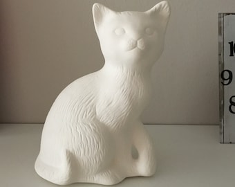 Ceramic Cat Sculpture Ready to Paint Bisque Handmade Cat Figurines Gift for Kids Ceramic Kitty Unpainted Cats Children Education Art Paint