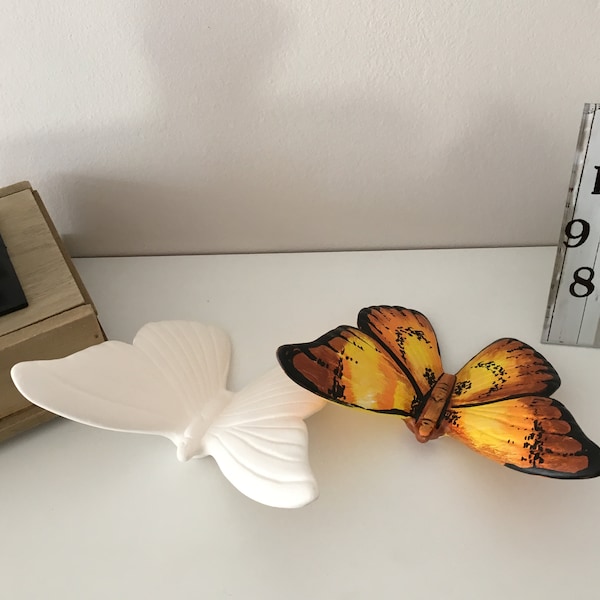 Papillon en céramique, Prêt à peindre, Cadeau pour enfants, Papillon sur les murs, Figurines non peints, Papillons faits à la main, Jouets en céramique, Papillon d’art