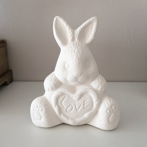 Easter Bunny Ceramic Bisque, DIY Paintable Rabbit Figurine for Crafts, Holiday Decor and Gifts, Ready to Paint, Easter Gift, Bunny Figurine
