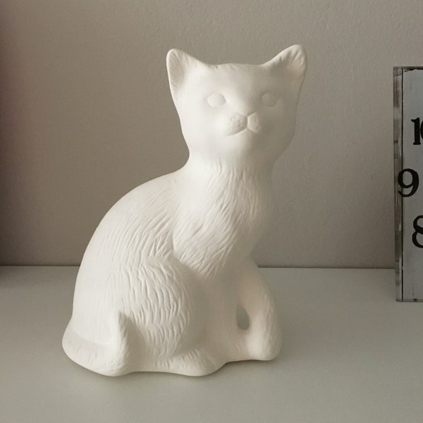 Ceramic Cat Sculpture Ready to Paint Bisque Handmade Cat Figurines Gift for Kids Ceramic Kitty Unpainted Cats Children Education Art Paint