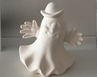 Decoração de Halloween, Pronto para pintar, Fantasma de cerâmica, Bisque de cerâmica, Presente de Halloween, Inauguração de casa, Presente para criança, Fantasma para pintar, Decoração de casa