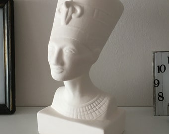 Pinta tu propio busto de Nefertiti (hazlo tú mismo), escultura decorativa de arte egipcio, estatua de cerámica sin pintar, figura estilo museo, regalo de decoración estética para el hogar.