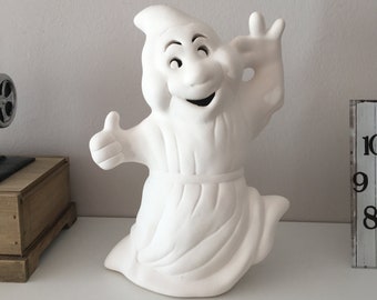 Fantasminha de cerâmica fofo – Decoração de Halloween faça você mesmo (sem pintura), Fantasminha amigável para crianças, Decoração divertida e assustadora para o outono